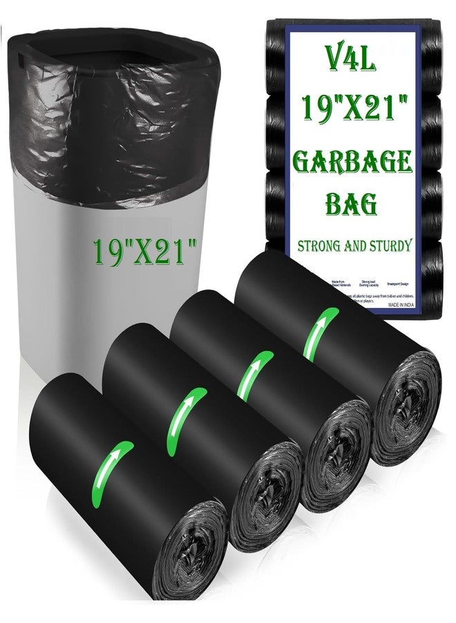 V4L 19"X21" Garbage Bag - Heavy Duty Black Trash Bags for Home, Office, and Outdoor Use 30 Black Bag Per Roll Pack Of 10 Rolls (300 Garbage Bag) - Image 1